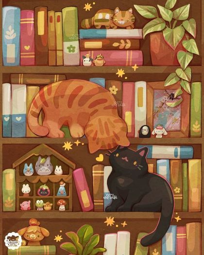 Little Cozy Library wallpaper