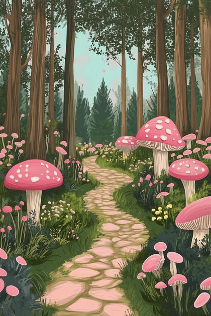 Bubbly Mushroom Forest wallpaper