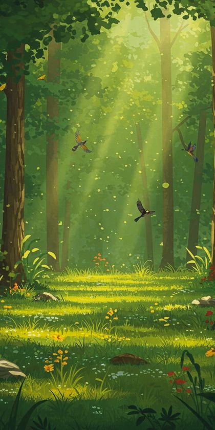 Cloudy Woodland Forest wallpaper