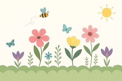 Gentle Cartoon Flowers wallpaper