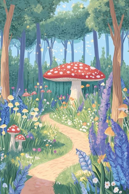 Little Mushroom Forest wallpaper