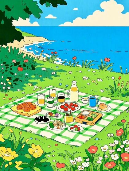 Lovely Meadow Picnic wallpaper