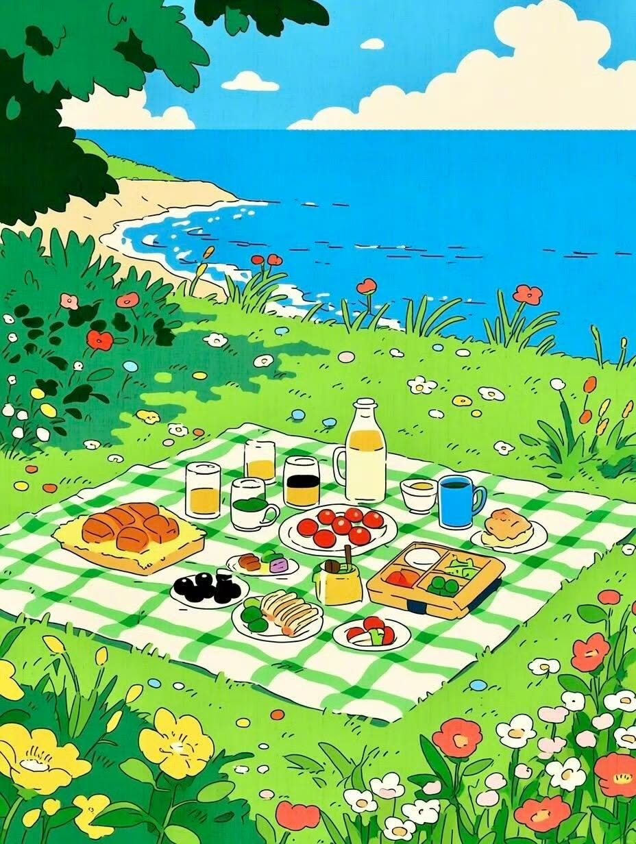 Lovely Meadow Picnic - free flowers & nature wallpaper