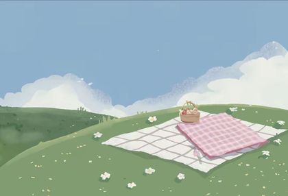 Pastel Meadow Picnic wallpaper