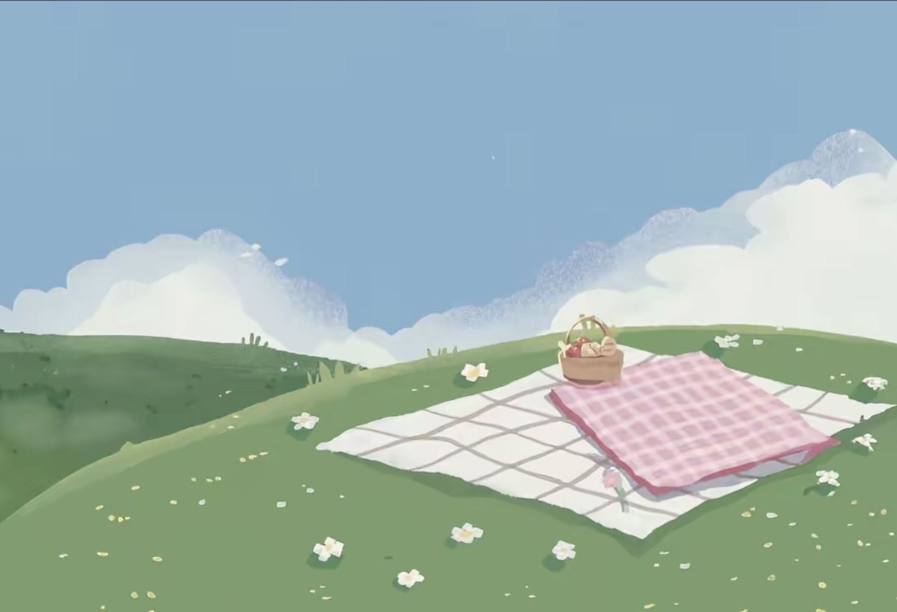 Pastel Meadow Picnic - free flowers & nature wallpaper