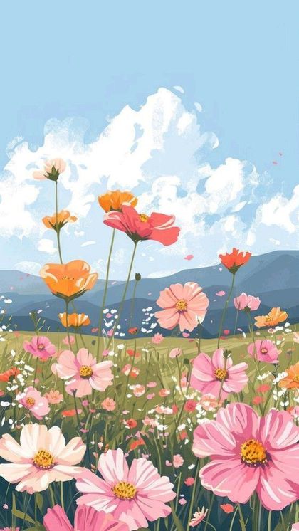 Peachy Flower Garden wallpaper