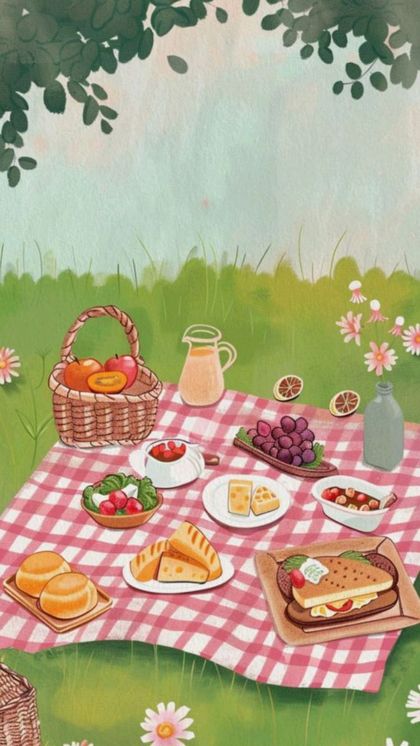 Pretty Meadow Picnic wallpaper