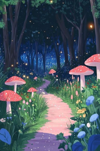 Soft Mushroom Forest wallpaper