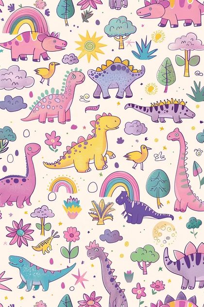 Bubbly Kawaii Dino wallpaper