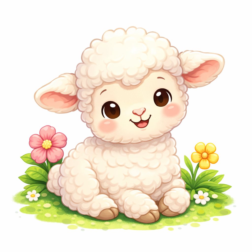 Cloudy Little Lamb - free kawaii wallpaper