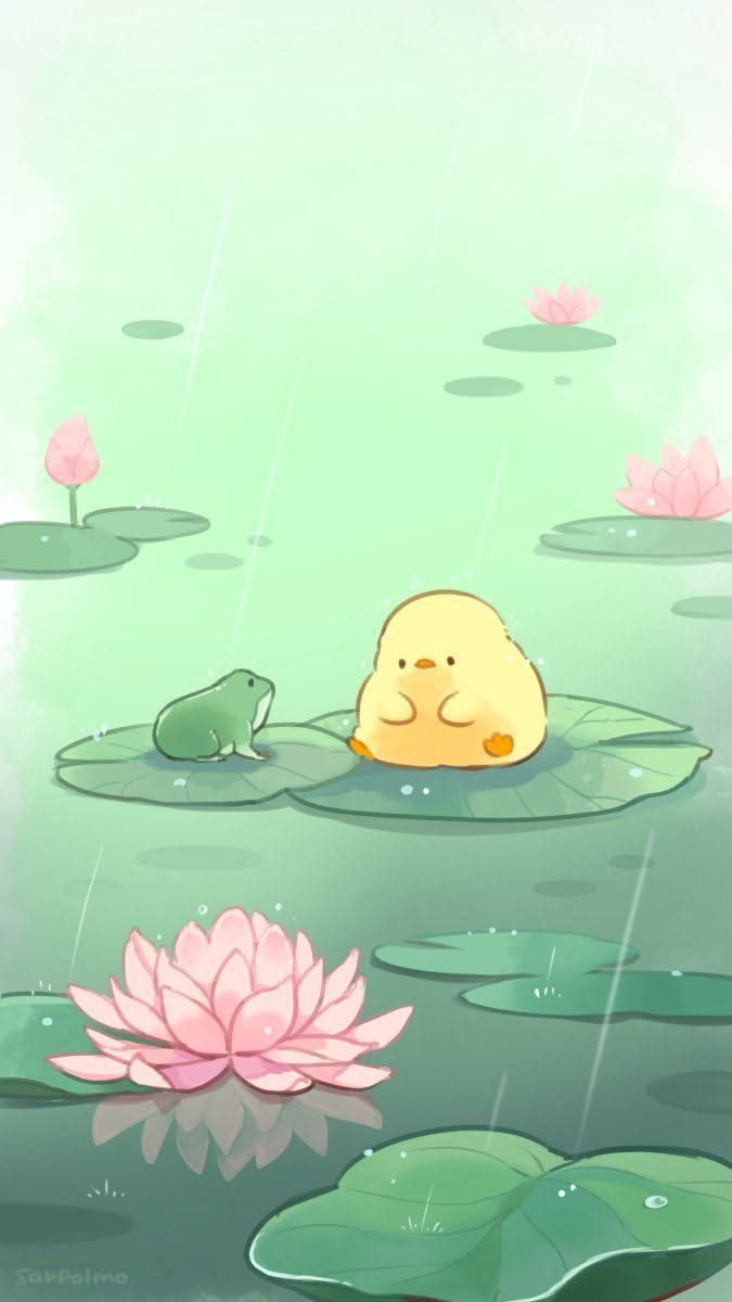 Milky Kawaii Frog - free kawaii wallpaper