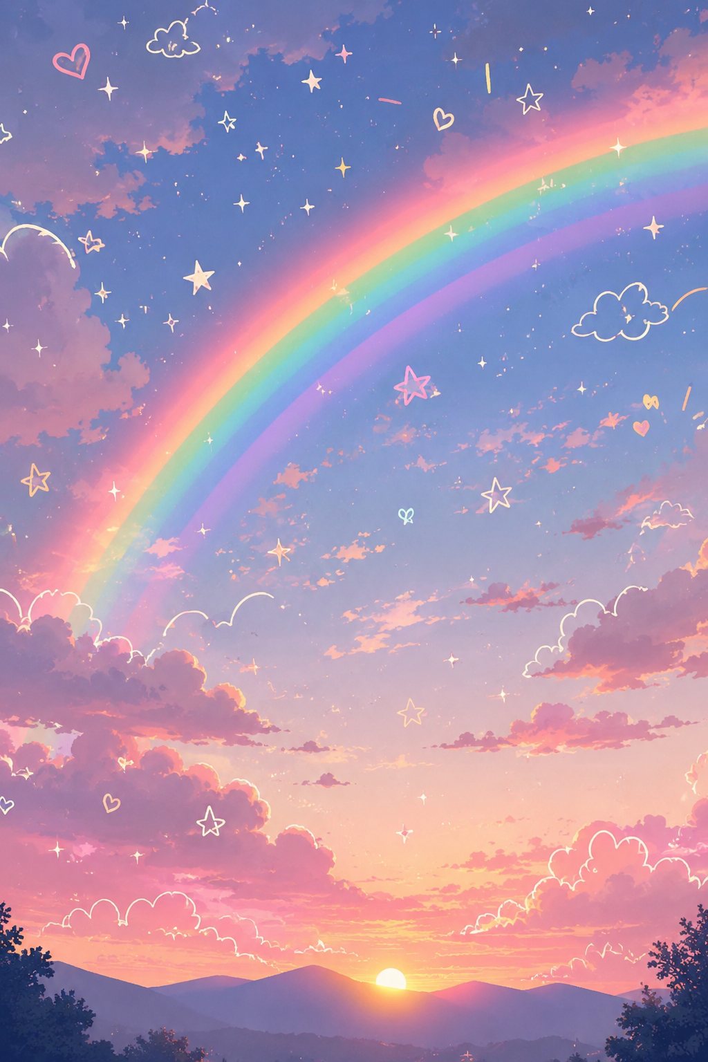 Cloudy Pastel Rainbow - free pastel & hearts wallpaper