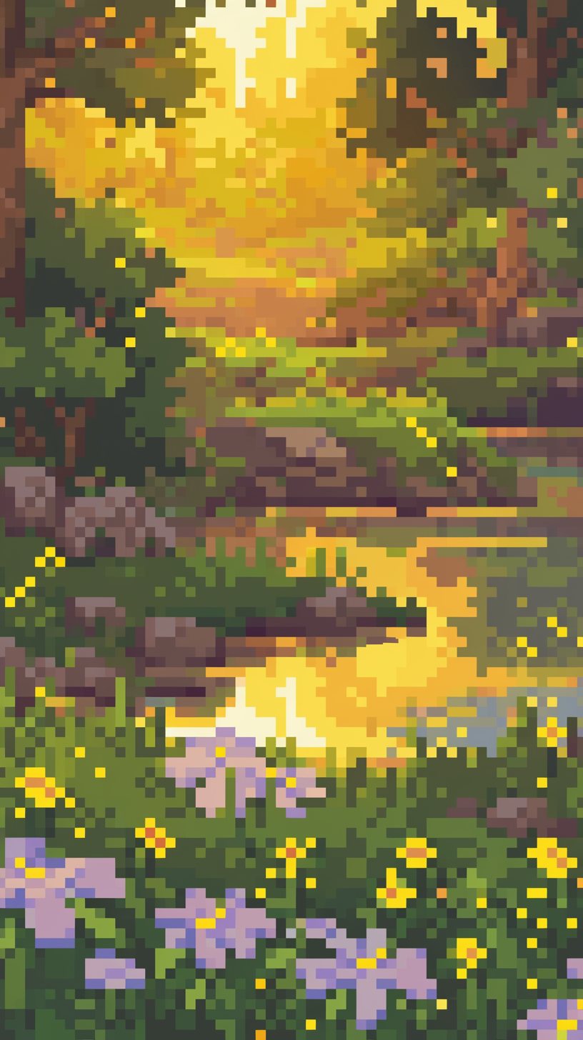 Pastel Pixel Landscape - free pixel art wallpaper