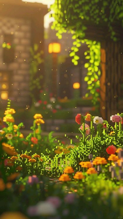 Sunny Pixel Flower Garden wallpaper
