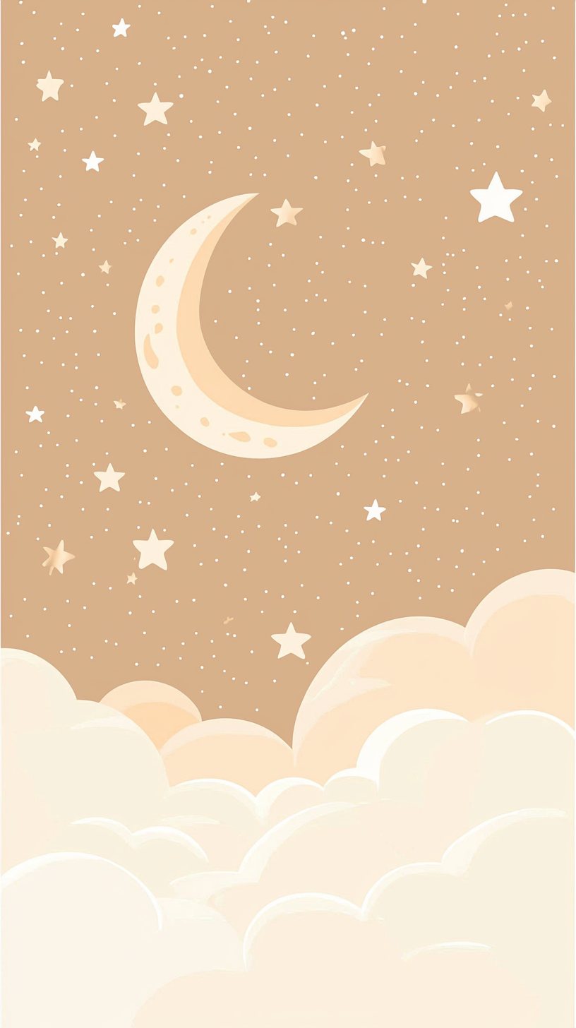 Sweet Stars and Moon - free sky & clouds wallpaper